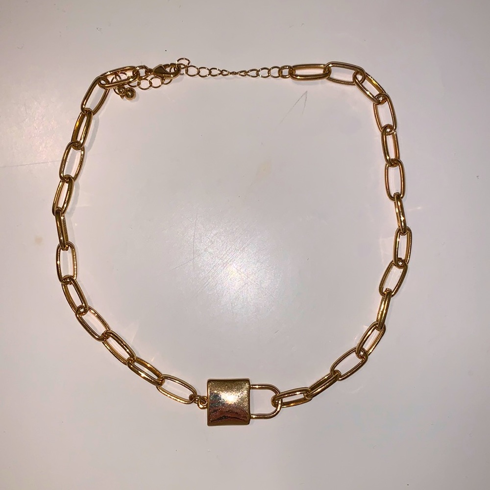 gold chain lock necklace